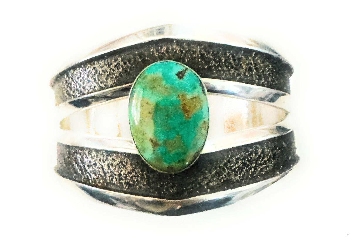 Old Pawn Handcrafted Sterling Silver & Turquoise Cuff Bracelet