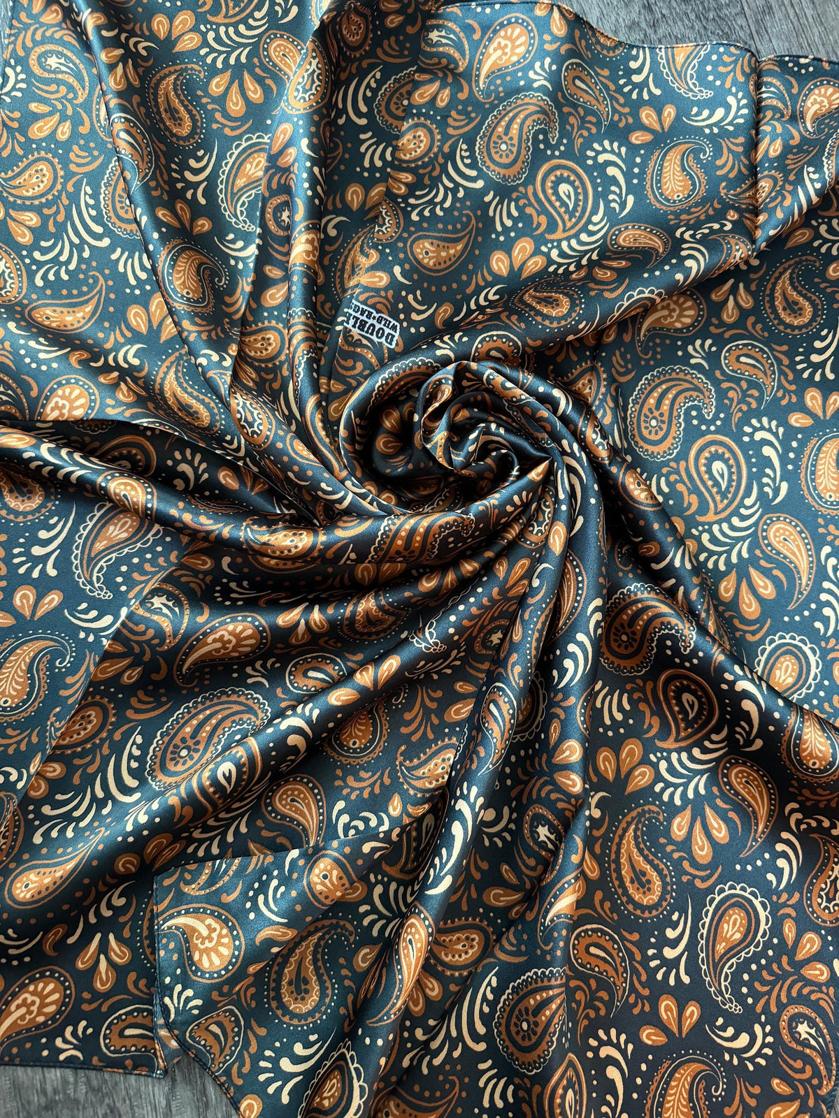 100% Silk Wild Rag Copper and Black Paisley by Double B Wild Rags