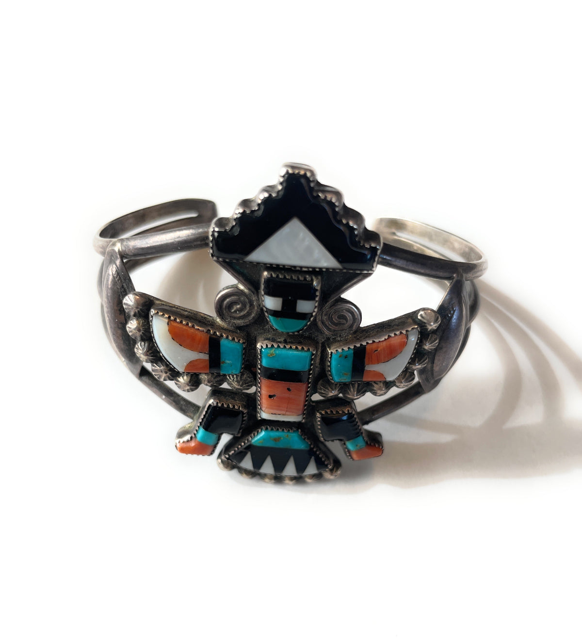 1940’s Handcrafted Multi Stone & Sterling Silver Cuff Bracelet