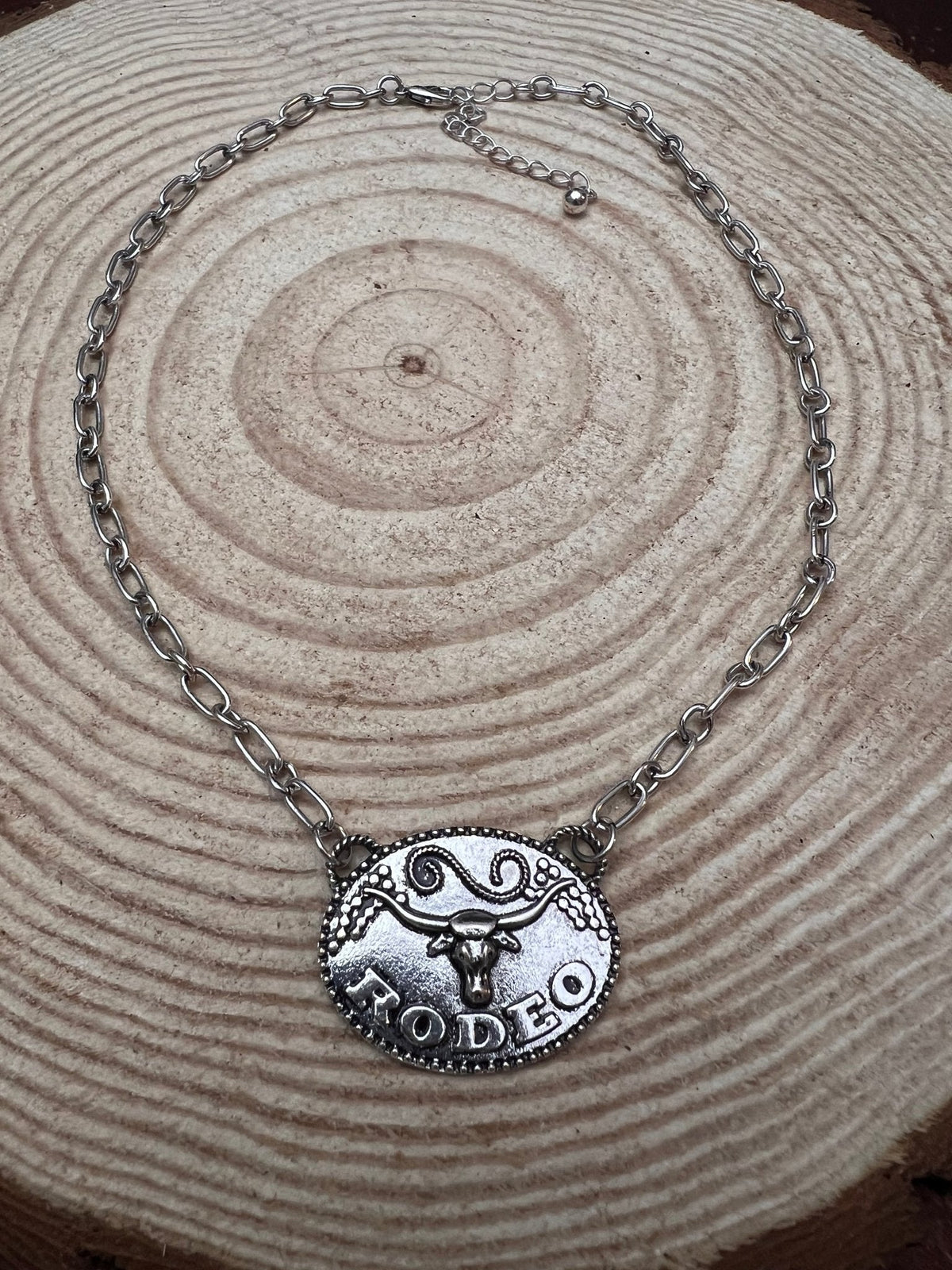 Western Rodeo Steer Head Pendant Necklace — 18 Inch with Extender