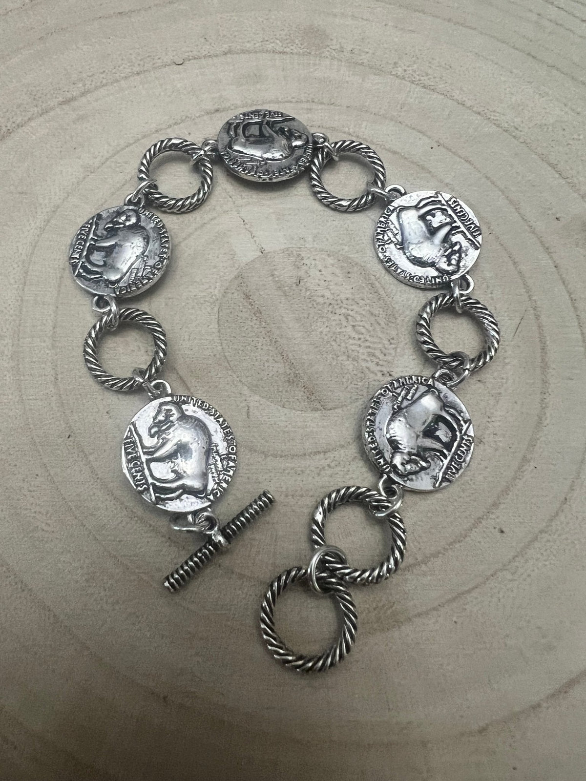 Western Buffalo Coin Toggle Bracelet