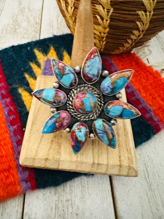 Handcrafted Pink Dream Mojave & Sterling Silver Cluster Adjustable Ring