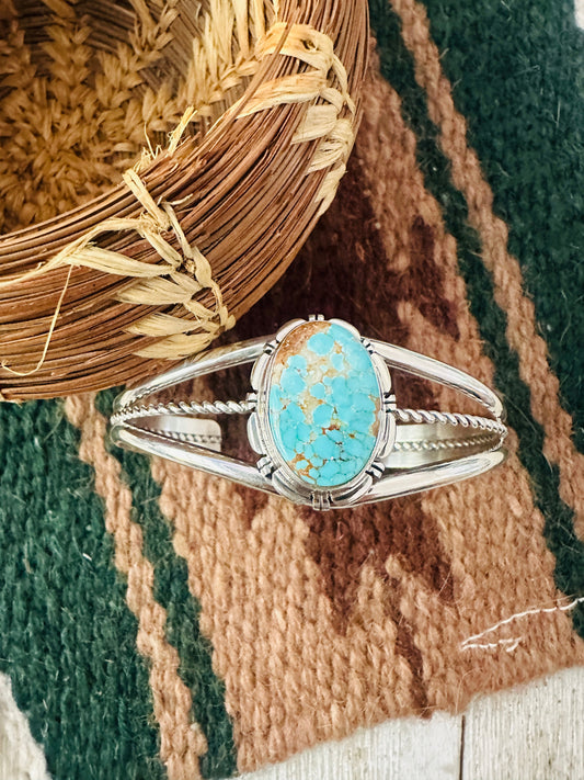 Handcrafted Old Pawn Turquoise & Sterling Silver Cuff Bracelet