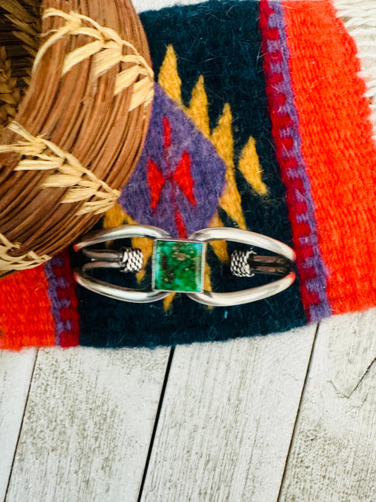 Handcrafted Sonoran Gold Turquoise & Sterling Silver Cuff Bracelet