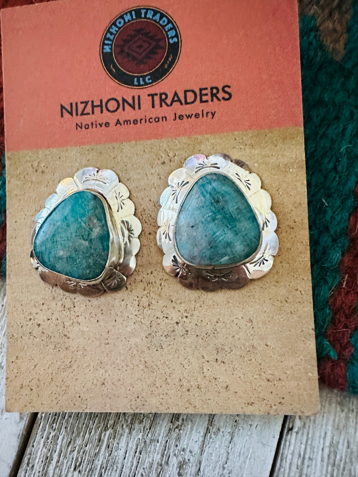 Handcrafted Turquoise & Sterling Silver Concho Post Earrings