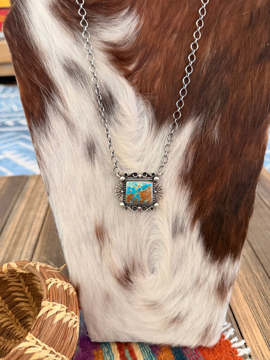Handcrafted Royston Turquoise & Sterling Silver Necklace by Daniel Benally