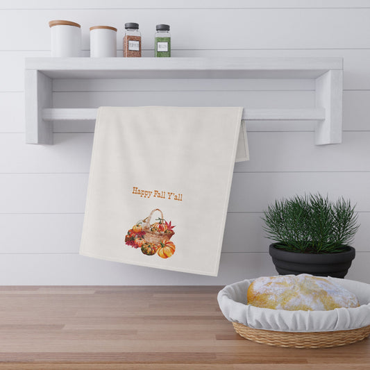 "Happy Fall Y'all!" Autumn Kitchen Tea Towels, Cozy Fall Home Decor, Thanksgiving Gift, Welcome to Fall Y'all, Farmhouse Style Kitchen Linen