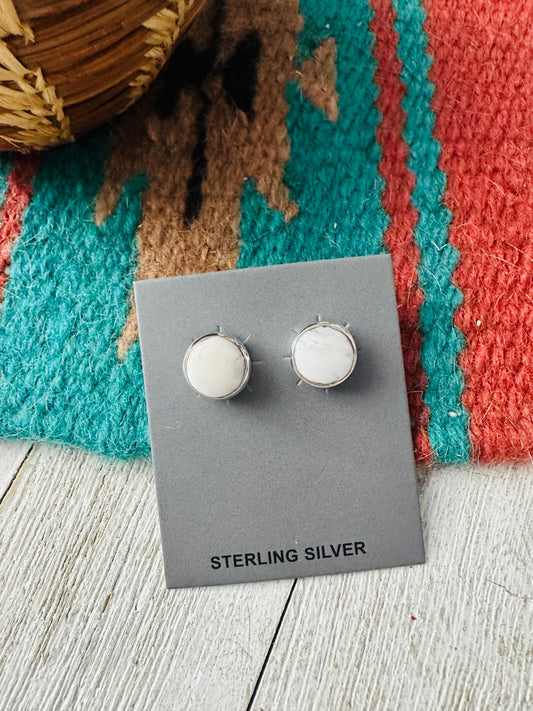 Handcrafted White Buffalo and Sterling Silver Stud Earrings