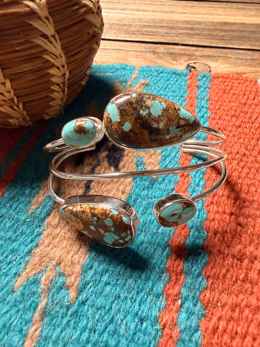 Handcrafted Royston Turquoise & Sterling Silver Cuff Bracelet by Virginia Sandoval