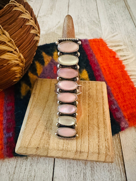 Handcrafted Mother of Pearl & Sterling Silver Adjustable Ring by Jacqueline Silver