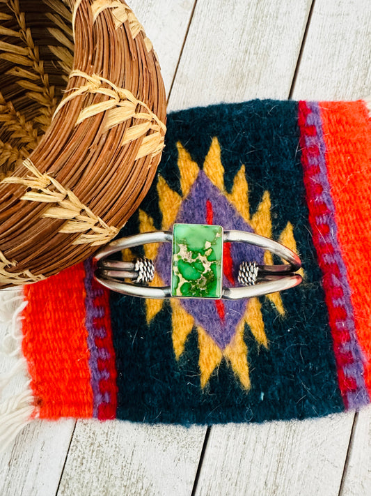 Handcrafted Sonoran Gold Turquoise & Sterling Silver Cuff Bracelet