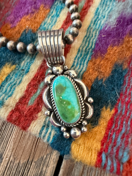Handcrafted Sterling Silver & Sonoran Mountain Turquoise Pendant by Albert Jake