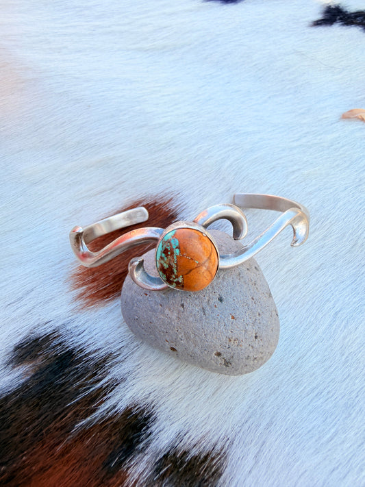 Handcrafted Royston Turquoise & Sterling Silver Cuff Bracelet