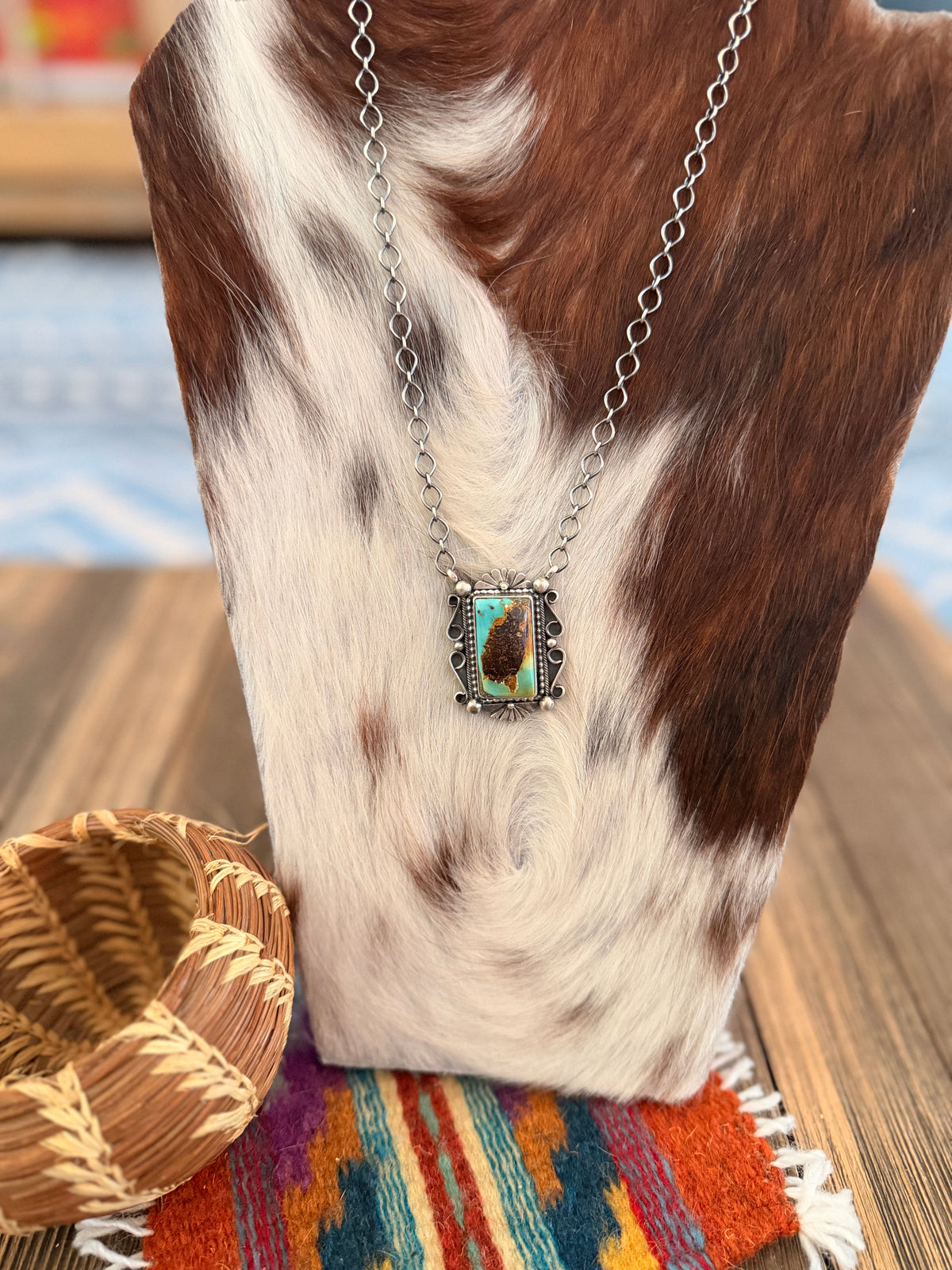 Handcrafted Royston Turquoise & Sterling Silver Necklace by Daniel Benally