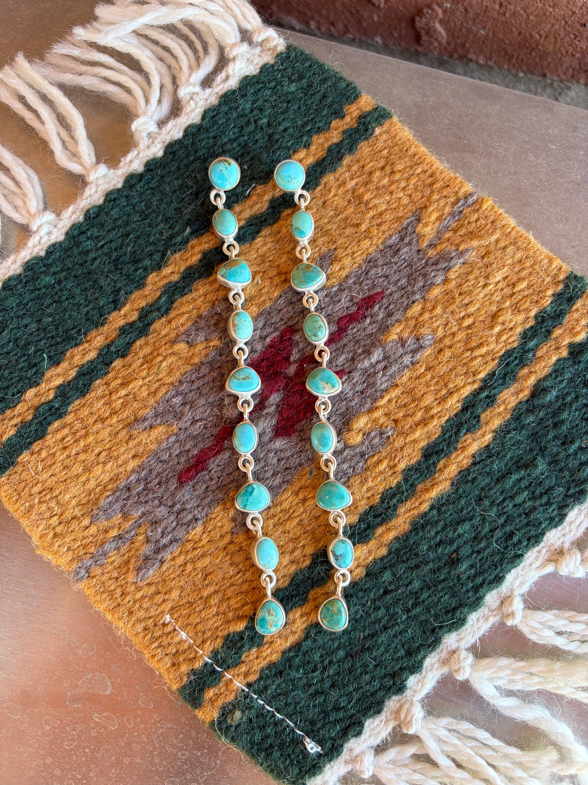 Cassidy Collection Handmade Honky Tonk Natural Royston Turquoise and Sterling Silver Dangles