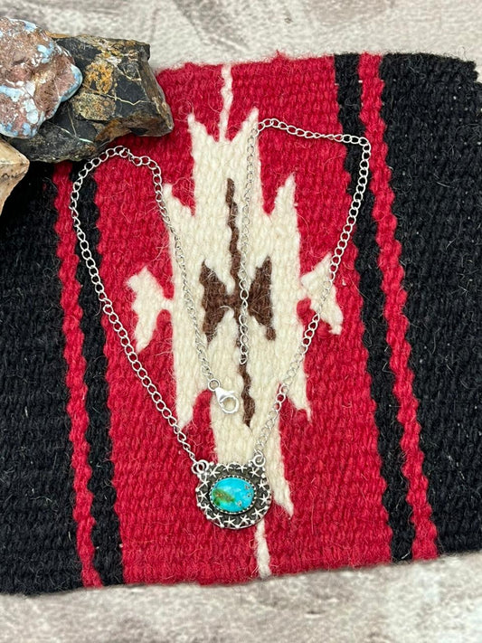 Handmade Sterling Silver Sonoran Mountain Turquoise Necklace "Signed Nizhoni"