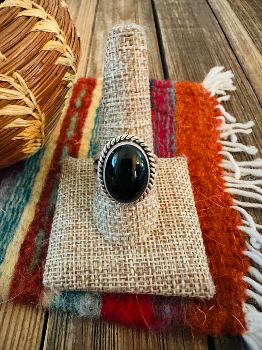 Handcrafted Black Onyx & Sterling Silver Ring