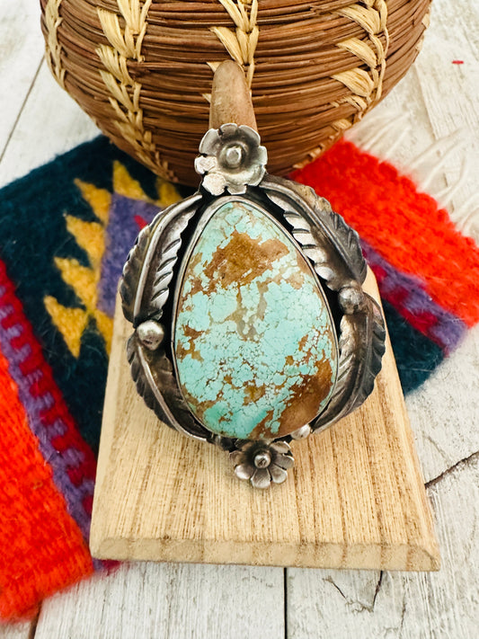 Handcrafted Royston Turquoise & Sterling Silver Ring Size 8.5