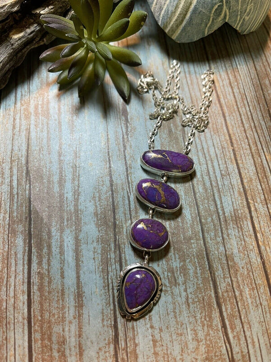 Handcrafted Purple Dream Mojave & Sterling Silver Lariat Necklace