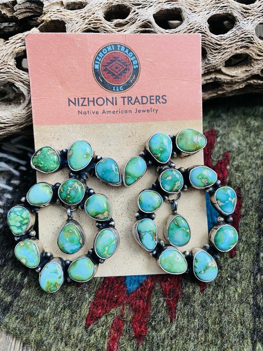 Handcrafted Sterling Silver & Sonoran Gold Turquoise Cluster Earrings By Ella Peter