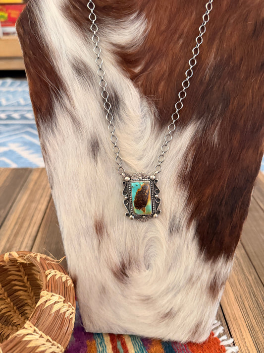 Handcrafted Royston Turquoise & Sterling Silver Necklace by Daniel Benally