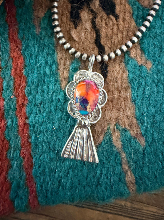 Handcrafted Sterling Silver & Pink Dream Mojave Blossom Pendant by Joseph Martinez