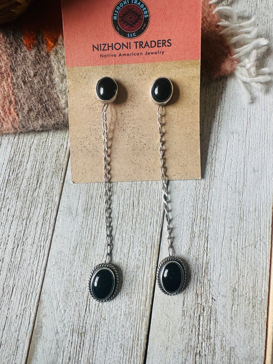 Handcrafted Sterling Silver & Black Onyx Dangle Earrings