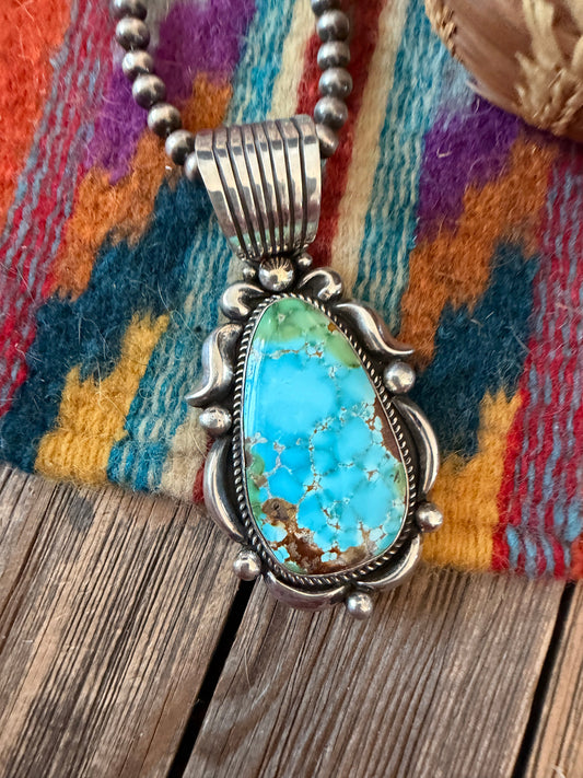 Handcrafted Sterling Silver & Sonoran Mountain Turquoise Pendant by Albert Jake