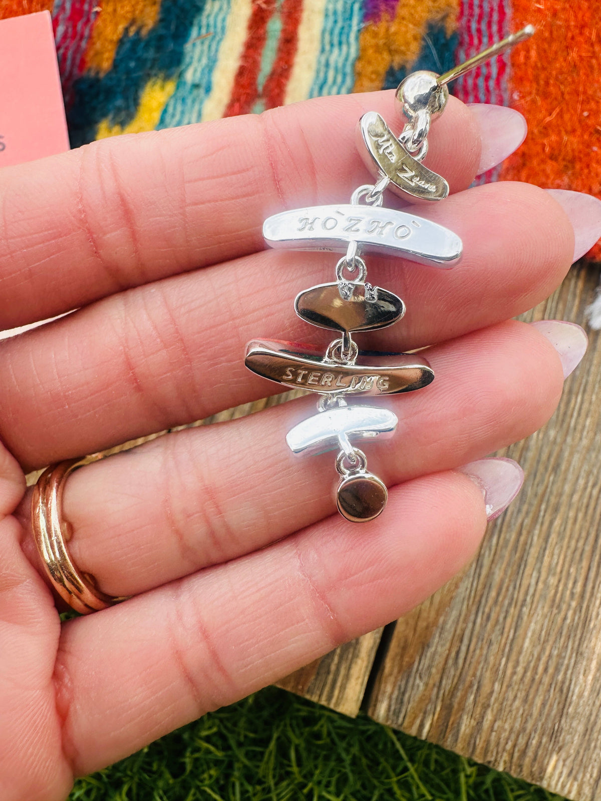 Handcrafted Multi Stone & Sterling Silver Chandelier Dangle Earrings by Valerie Yazzie