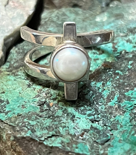 Wrap Sterling Silver Ring w/ Pearl Center