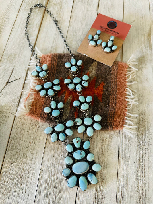 Handcrafted Golden Hills Turquoise & Sterling Silver Necklace Set by Sheila Becenti