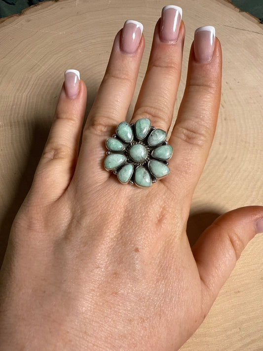 Handmade Paloma Turquoise & Sterling Adjustable Ring