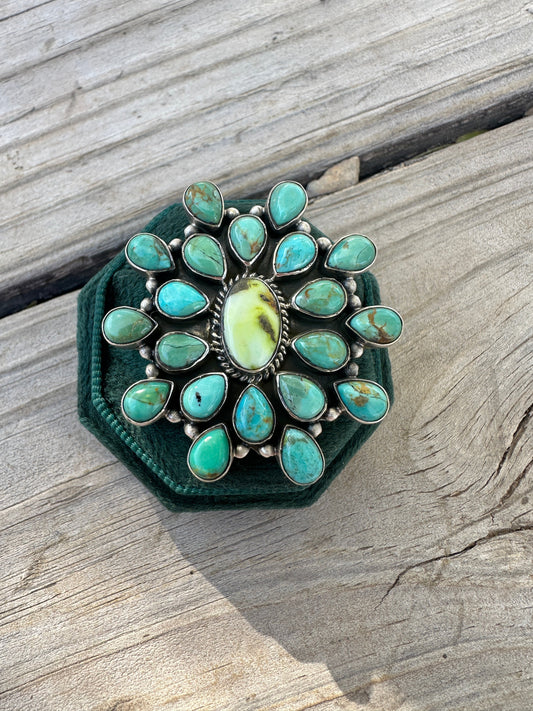 Handmade Kingman & Palomino Turquoise Sterling Adjustable Ring