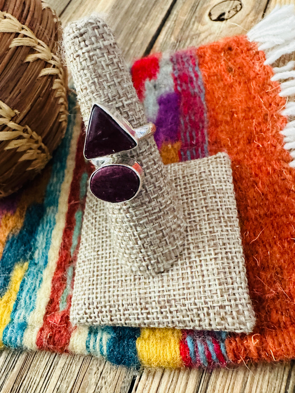 Handcrafted Purple Spiny Oyster & Sterling Silver Adjustable Ring