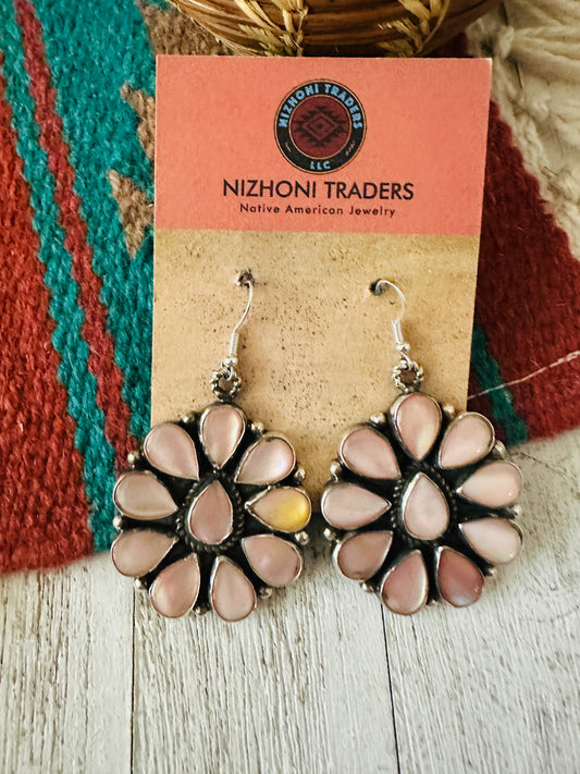 Handcrafted Mother of Pearl & Sterling Silver Dangle Earrings