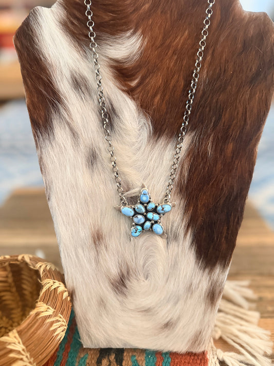 Handcrafted Golden Hills Turquoise & Sterling Silver Star Necklace by Emer Thompson