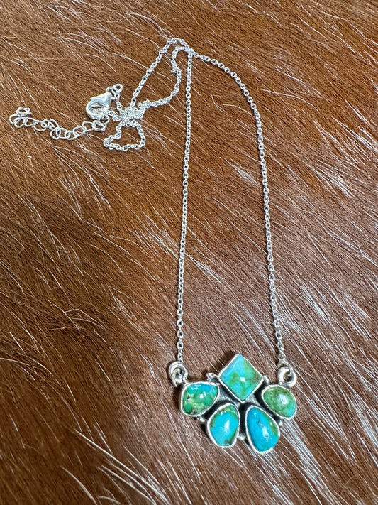 Beautiful Handmade Sterling Silver & Sonoran Mountain Turquoise Necklace