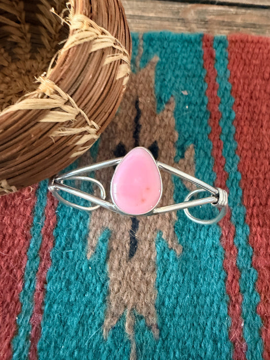 Handcrafted Queen Pink Conch & Sterling Silver Cuff Bracelet