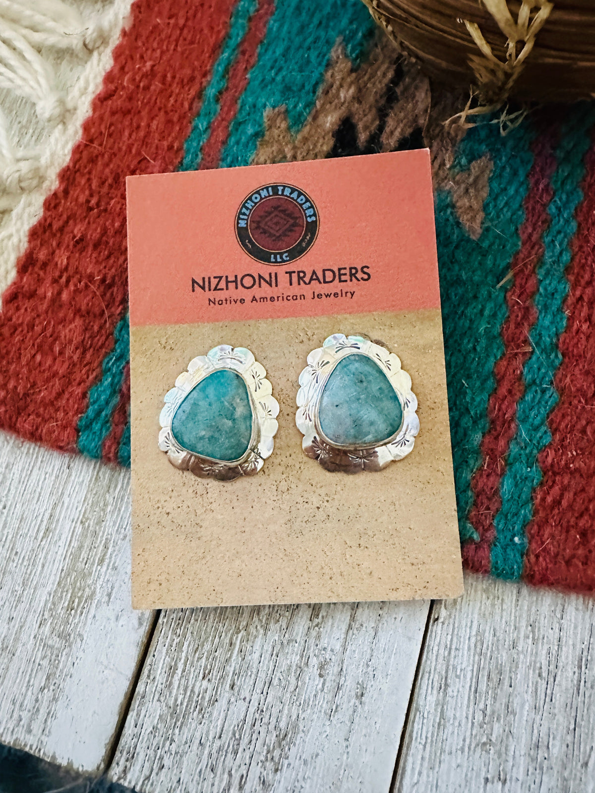 Handcrafted Turquoise & Sterling Silver Concho Post Earrings