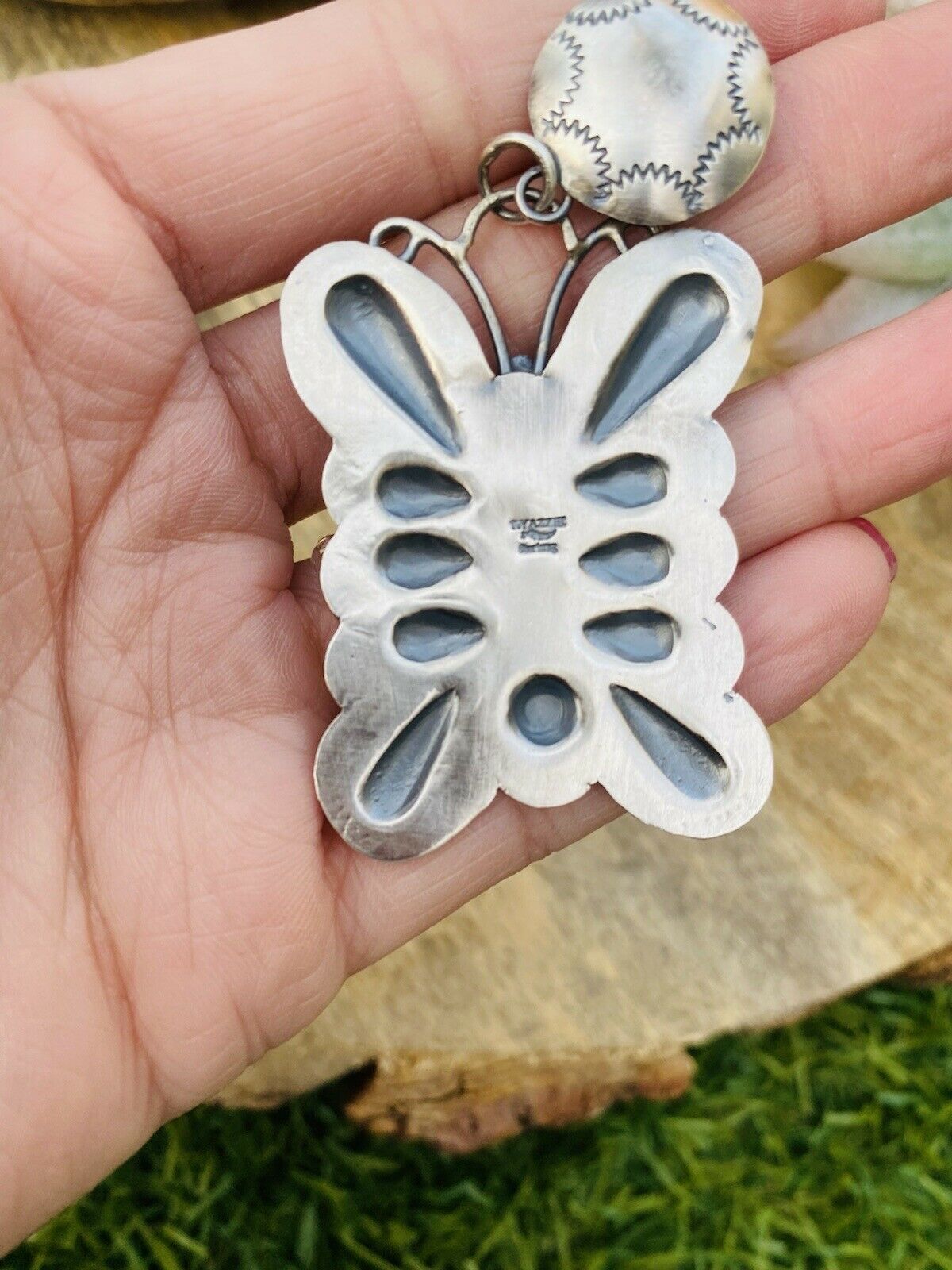 Handcrafted Turquoise & Sterling Silver Butterfly Dangle Earrings By Tim Yazzie