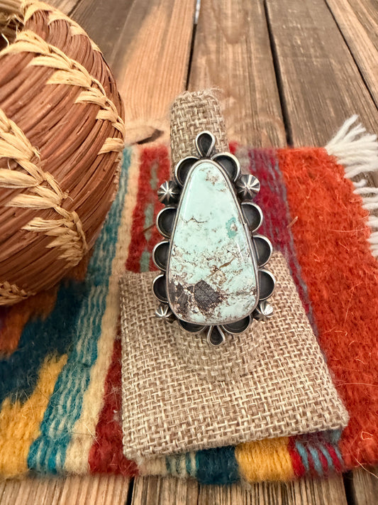 Handcrafted Dry Creek Turquoise & Sterling Silver Ring Size 8.75 by Jameson Garcia