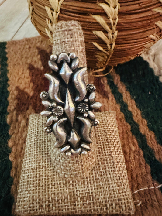 Handcrafted Sterling Silver Concho Ring by Leroy James