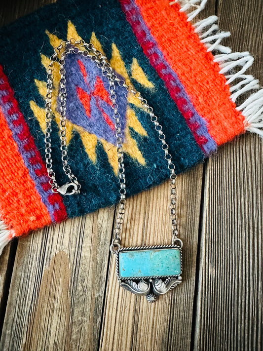Handcrafted Sterling Silver & Royston Turquoise Necklace