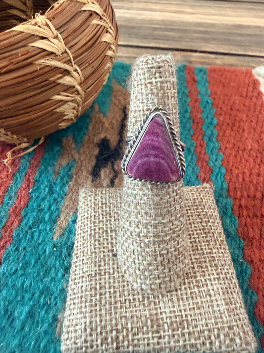 Handcrafted Purple Spiny & Sterling Silver Ring Size 6