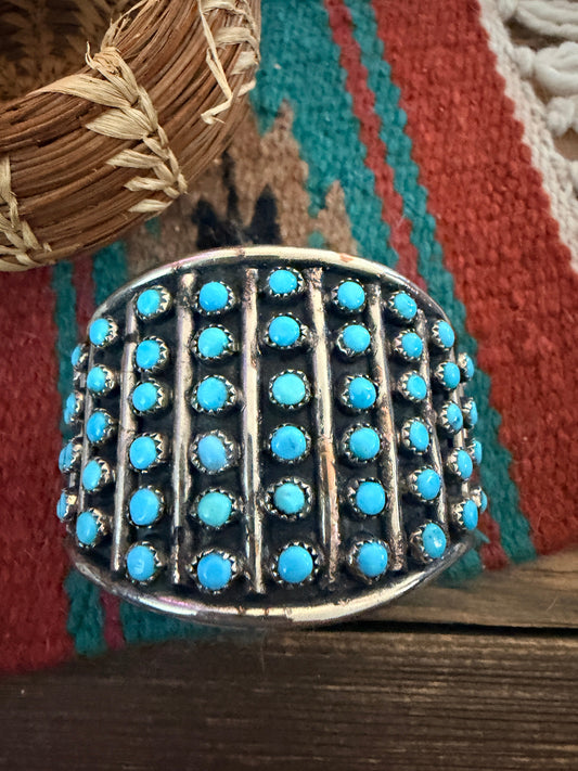 Handcrafted Old Pawn Nickel Silver & Turquoise Cuff Bracelet