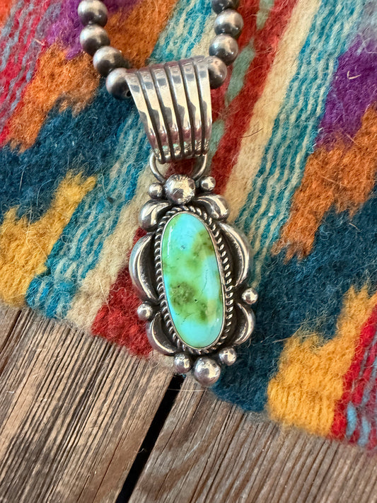 Handcrafted Sterling Silver & Sonoran Mountain Turquoise Pendant by Albert Jake