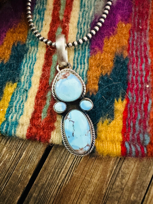 Handcrafted Sterling Silver & Golden Hills Turquoise Pendant by Darrin Livingston