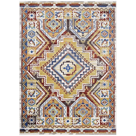 Florita Distressed Southwestern Aztec 5x8 Area Rug by Modway