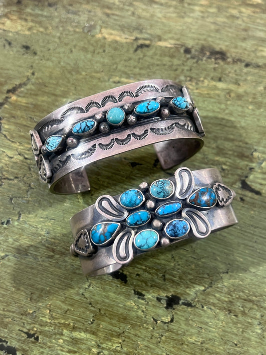 Gilbert Tom Sterling Silver and Turquoise Arrowhead Cuff Bracelets