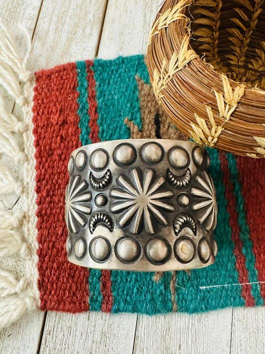Handcrafted Hand Stamped Sterling Silver Cuff Bracelet